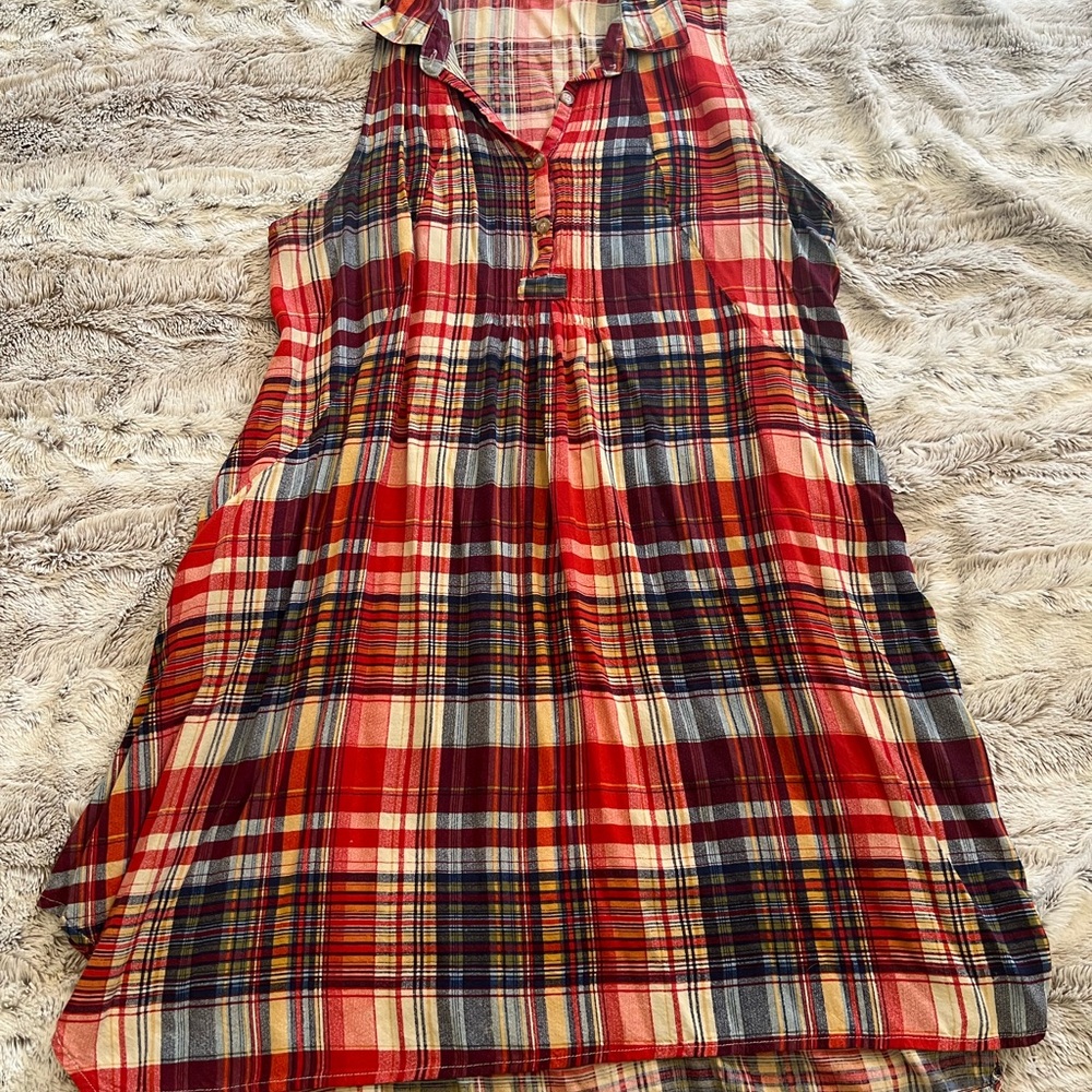 Plaid Sleeveless Women’s Dress, Size L